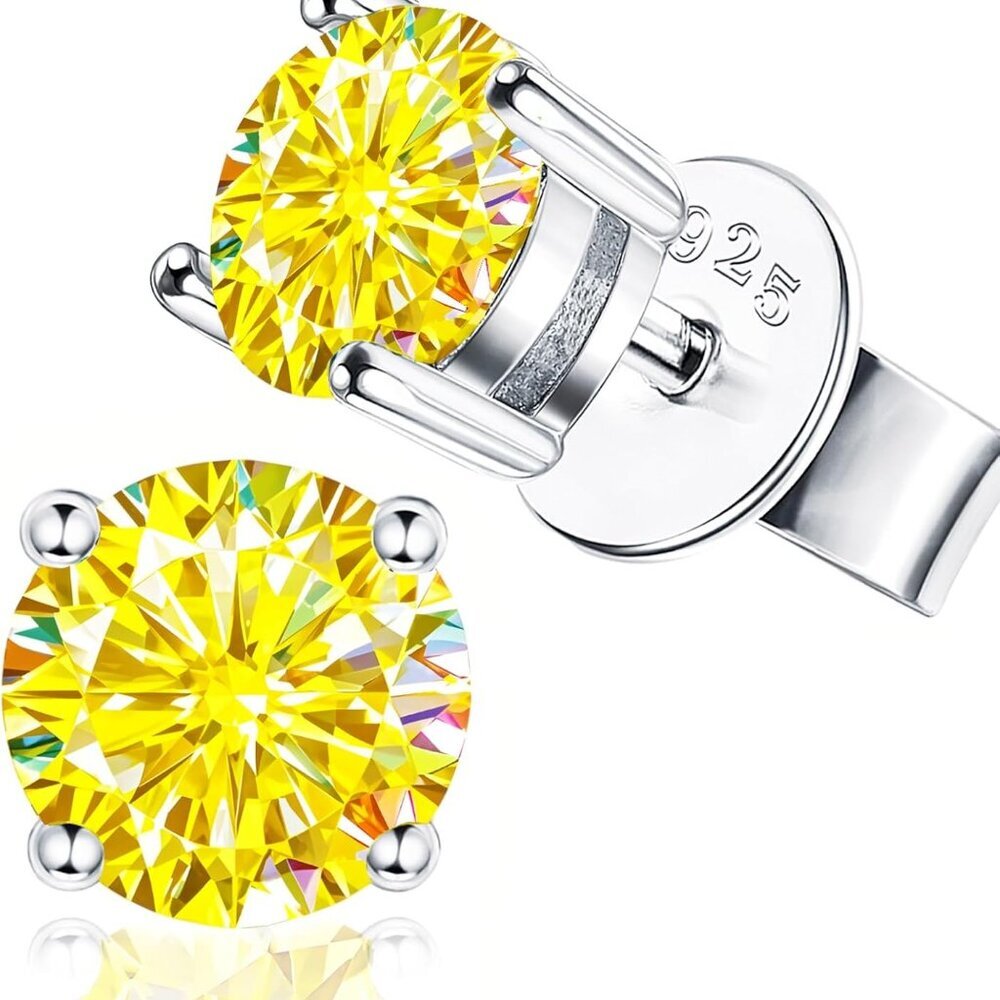 Moissanite Earrings Sterling Silver 2ct D Color Clarity Round Stud Jewelry